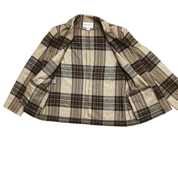 Evan Picone Blazer Jacket Women Size 12 Plaid Wool Blend Brown Career Casual Vtg - Picture 5 of 13